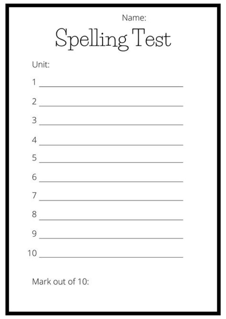 Year 5 Spelling Test Worksheets PDF – Download Free Printable Tests