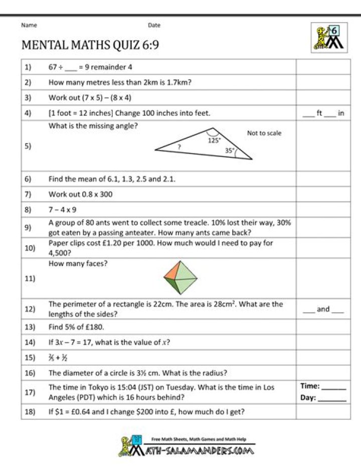 Year 6 Maths Worksheets PDF – Download Free Practice Resources