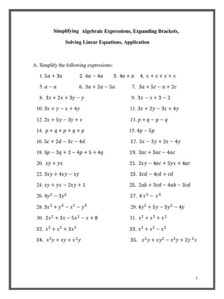 Year 8 Algebra Worksheets PDF: Free Printable Practice