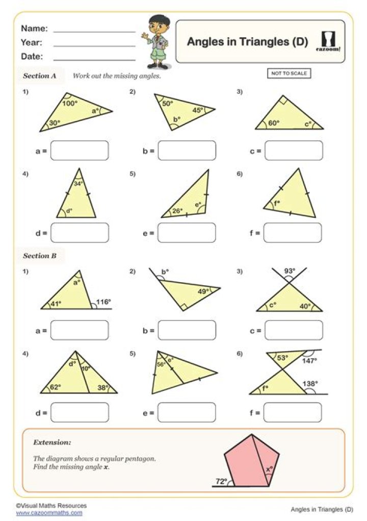 Year 8 Geometry Angles Worksheet PDF for Homework & Revision