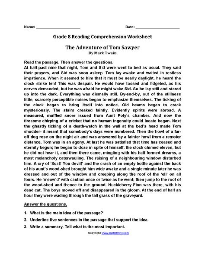 Year 8 English Comprehension Worksheets PDF – Download Free Practice Printables