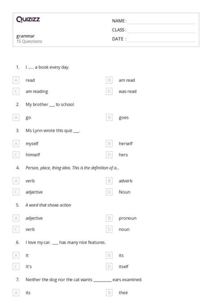 Year 8 English Worksheets with Answers PDF – Download Now