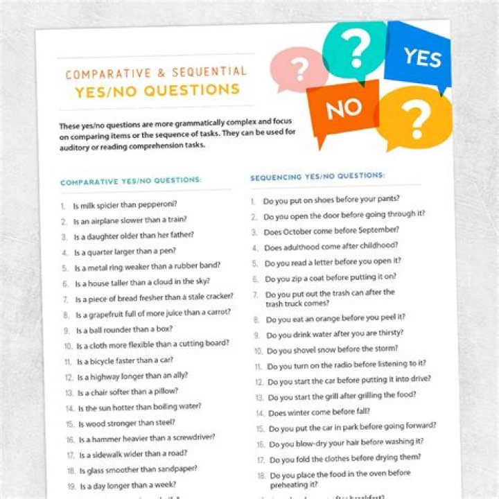 Yes/No Questions for Speech Therapy: Free PDF Guide