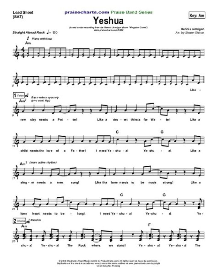 Yeshua Sheet Music PDF: Download Free Christian Hymn Sheet Music