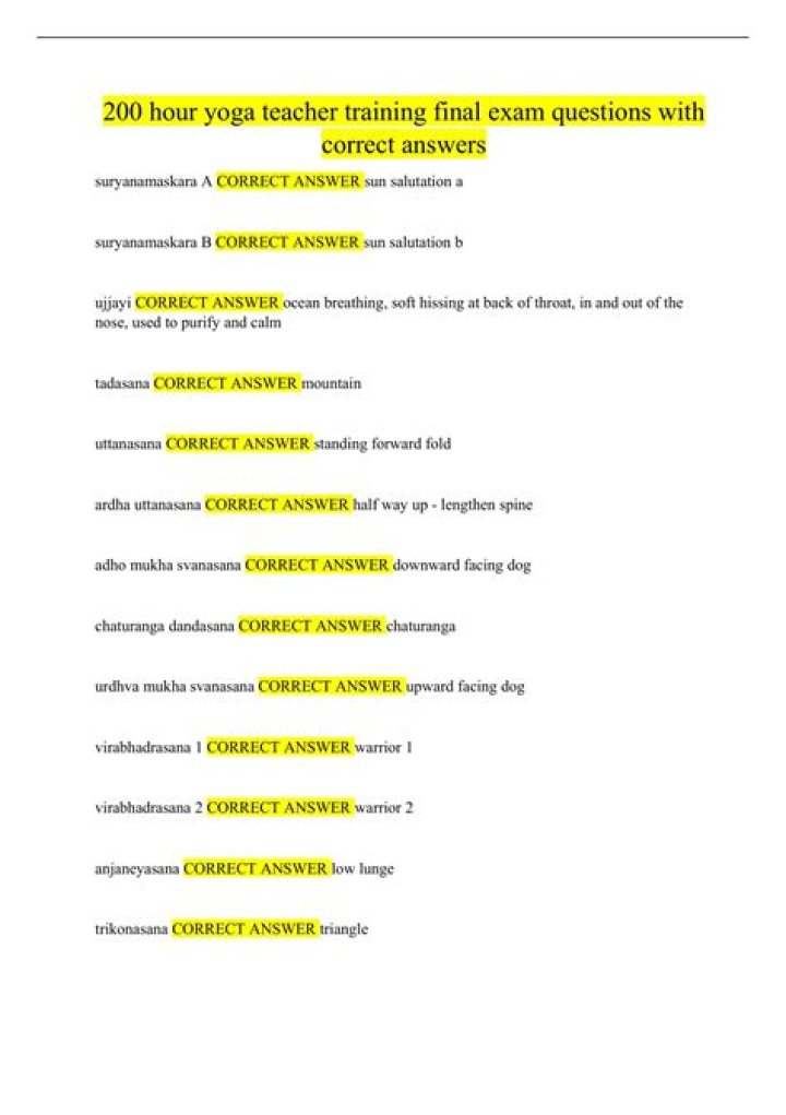 Yoga Teacher Training Exam Questions PDF – Practice & Pass