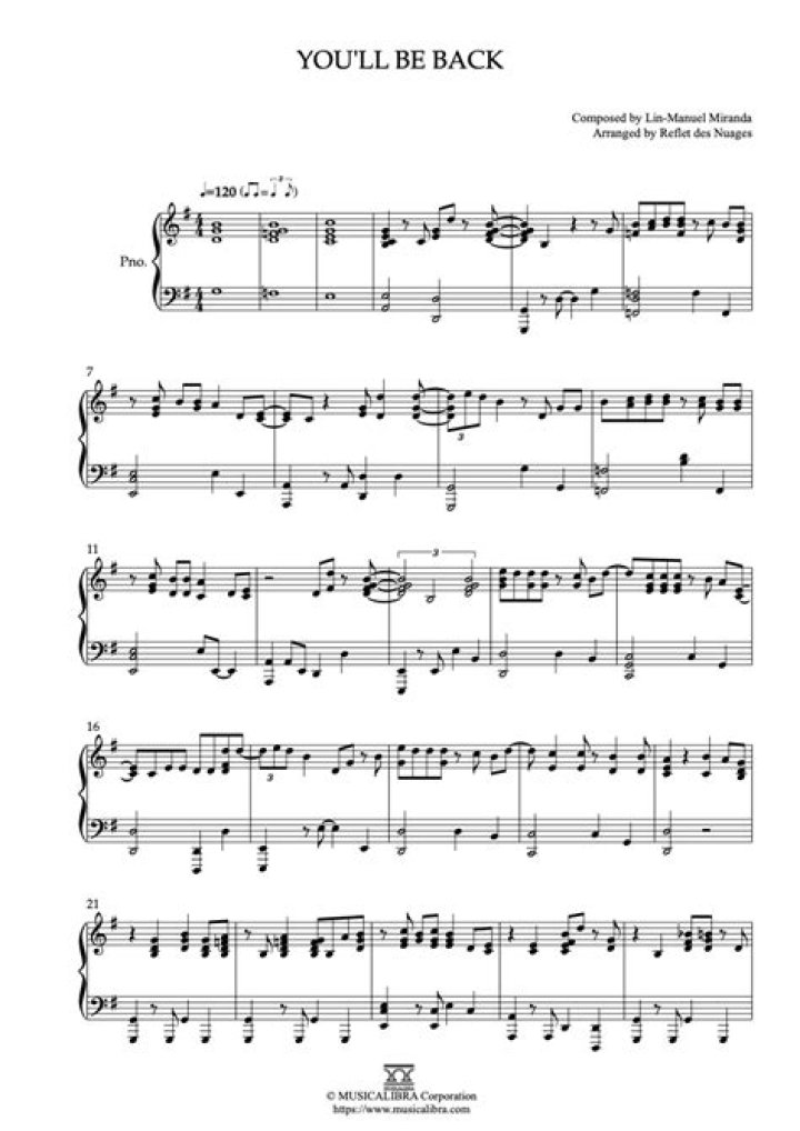You'll Be Back Hamilton Sheet Music PDF – Free Download