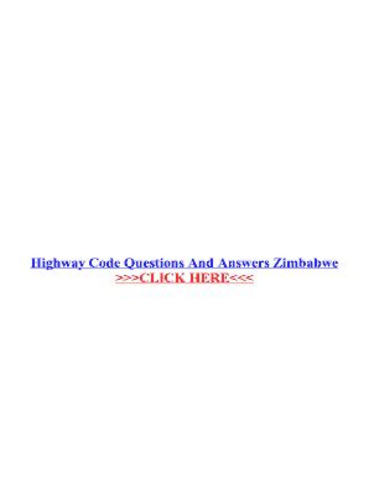 Zimbabwe Highway Code Questions and Answers PDF – Expert Guide